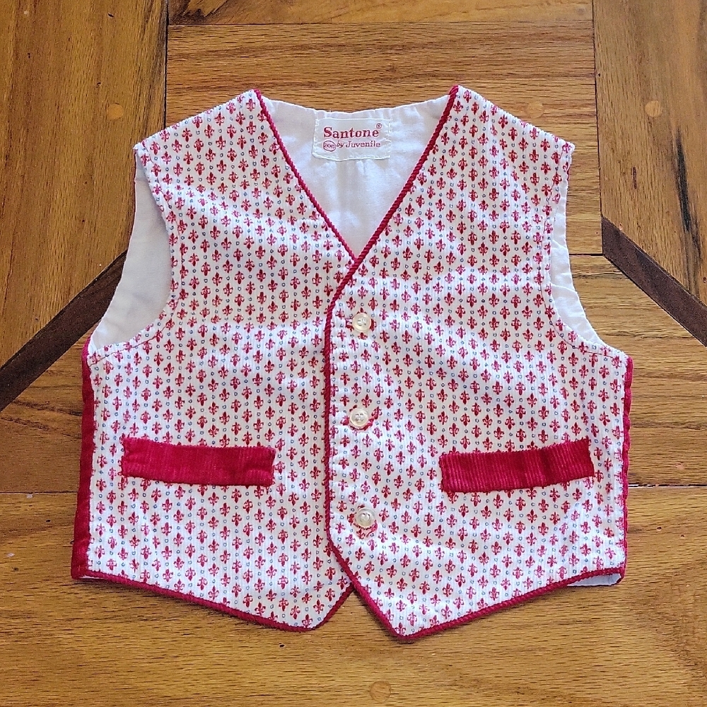 Santone Red and White Patterned Vest 24 Months